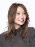 三軒茶屋_レディース_ロング_ブラウン_コテ巻き_パーマ_小顔