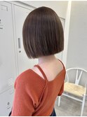 タッセルボブ ぱつっとボブ グレージュ ミルクティーアッシュ