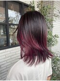 大人可愛い裾カラーチェリーレッド20代30代40代
