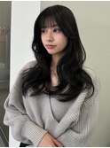 黒髪×シースルーぱっつんバング
