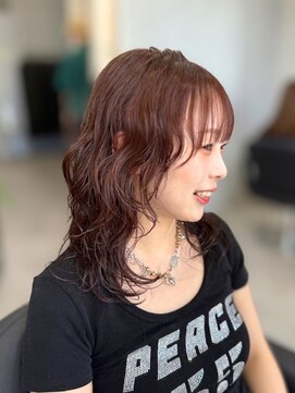 ジエクト カナウ(The Ect canow) 【小顔レイヤーカット】暗髪/韓国風巻き/チェリーレッド