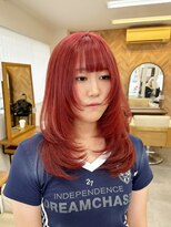 リングバイモアムー(Ring by Moremuu) ブリーチカラー レイヤーカット 38ミリコテ巻き