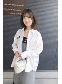 透明感アッシュベージュ×大人可愛い「くびれボブ」