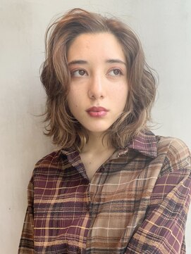 アルバム 銀座(ALBUM GINZA) かき上げウェーブヘア_ウェーブパーマフォギーベージュ_96994