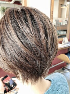 ルーファス 恵比寿 渋谷(Ruufus) 40代明るめ白髪染めショートボブ【Ruufus恵比寿渋谷】31518