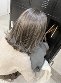 グレージュハイライトボブブリーチカラーケアブリーチハイトーン