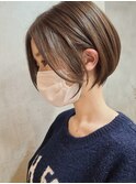 顔周りレイヤーカットくびれヘア切りっぱなしボブ大人ボブ30代★