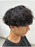 メンズパーマシャドウパーマセンターパートメンズマッシュウルフ
