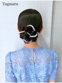 結婚式ヘアセット☆パールアレンジシニヨン