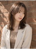 大人ナチュラル暗髪ブラウン艶髪ロングヘアレイヤーカット小顔