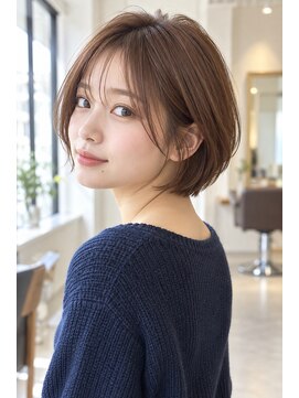 フレイムス ヘアアンドリラックス 大宮東口店(Frames) ショートボブ髪型20代30代40代50代前髪あり前髪なし面長丸顔大宮
