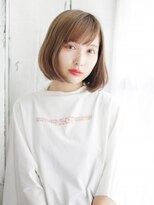 ヘアメイク ナル(hair make nalu)&nbsp;ハイトーングレージュのナチュラルボブスタイル