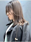 アッシュグレージュ×切りっぱなしミディ☆