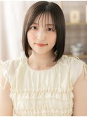 ツヤ感美髪アッシュブラック切りっぱなしボブ