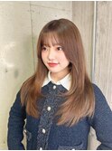 透明感ブラウン レイヤーカット顔周りカット韓国風