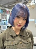 13203艶髪ネイビーブルーブルーシルバーストレートブルーカラー