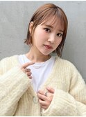 外ハネ/切りっぱなし/ミニボブ/ベージュ/高辻/御器所/昭和区