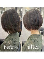 ヘアサロン ドットプラス 町田店(dot. plus)&nbsp;時短ショートボブ/くびれヘア/アプリコットオレンジ/町田