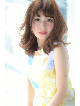 トリコ心斎橋(trico) ハイトーンダブルカラー厚めバング鎖骨ナチュラルセミディ