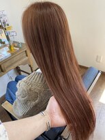 ホワイト(WHITE HAIR@NICOLA)&nbsp;ピンクオレンジ×サラサラロングスタイル