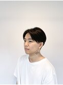 ツーブロックショート/センターパート/ダークアッシュ/透明感
