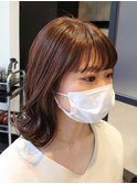 ブリーチなしミルクティーカラー【外ハネスタイル】