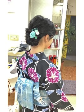 ヒデ美容室 浴衣～カジュアルシニヨンアレンジ