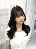 韓国ヘア/ロングレイヤー/顔周りカット/ブリーチなし/グレージュ
