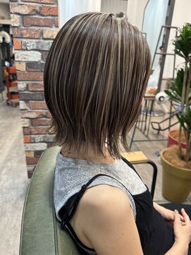 ルーナヘアー(LUNA hair) 『京都 ルーナ』コントラストハイライト×ボブ 30代40代50代60代