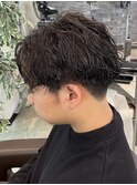 波巻きスパイラルパーマツイストスパイラルパーマ緩めマッシュ