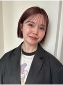 ぷつっとボブ　ミニボブ　ワインレッド　コンパクトボブ