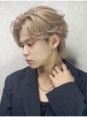 フェザーセンターパート×ミルクティーベージュ