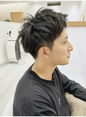 センターパートソフトツイストパーマメッシュマッシュウルフ