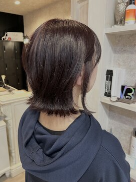 キャアリー(Caary) 福山美容室carry レイヤーボブチェリーレッドイルミナカラー