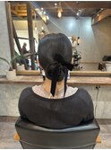 星華,黒髪,ボブルフ,ネビージュ,小顔,ヘアアレンジ,ヘアセット
