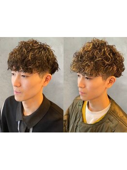 【平日限定】メンズカット+パーマ＋TR￥8,980◆骨格や髪質、ライフスタイルに合わせて理想のパーマをご提案