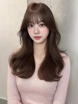 シフォンブラウン/くびれ巻き/韓国風