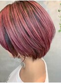 short(ショートボブ、ピンクパープル、グラデーションカラー)
