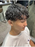 STYLE藤沢メンズマッシュ黒髪ツーブロ波巻きスパイラルパーマ