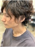 men'sスパイラルパーマ×コバルトブルー