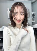 20代30代大人かわいい斜めバング前髪こなれミディレイヤーカット