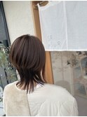 ミディアムレイヤーウルフ/ピンクグレージュカラー