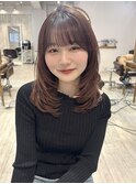 レイヤーカット/アースカラー/耳掛け/フェミニン[stylist竹田]