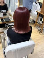 テトラ バイ ネオリーブ 横浜西口店(tetra by neolive)&nbsp;ハイトーン　レッド　ケアブリーチ　ボブ　切りっぱなし　横浜★