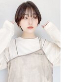 イメチェン似合わせカットフルバングが可愛い丸みショート　