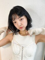 ビーチ(BEACH) 前髪ありショートレイヤーボブミルクブラウンナチュラル縮毛矯正