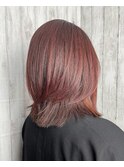 【秋カラー】【カラー】ピンクブラウン×ミディアムレイヤー