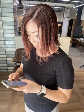 エイト 博多店(EIGHT hakata) 切りっぱなしボブ×レッドブラウン