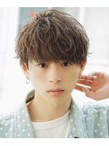 オーシャントーキョー 渋谷神南(OCEAN TOKYO) ハイライトミルクティーベージュツーブロックメンズマッシュ