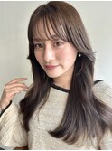 レイヤー/顔まわりカット/グレージュ/暗めカラー/韓国/髪質改善
